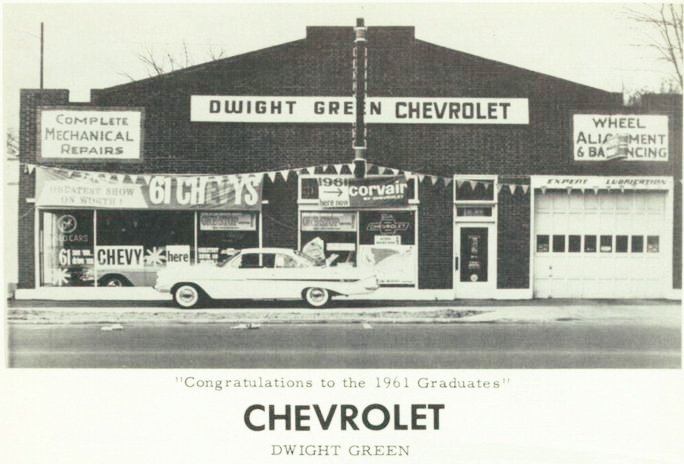 Dwight Green Chevrolet - Bronson High School Yearbook Ad (newer photo)